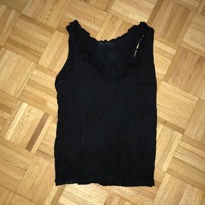 Black banana republic cotton tank with ruffles